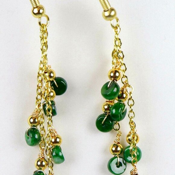 Certified fashion natural Jade jadeite pendant earrings 925 silver 97381H - Picture 1 of 7